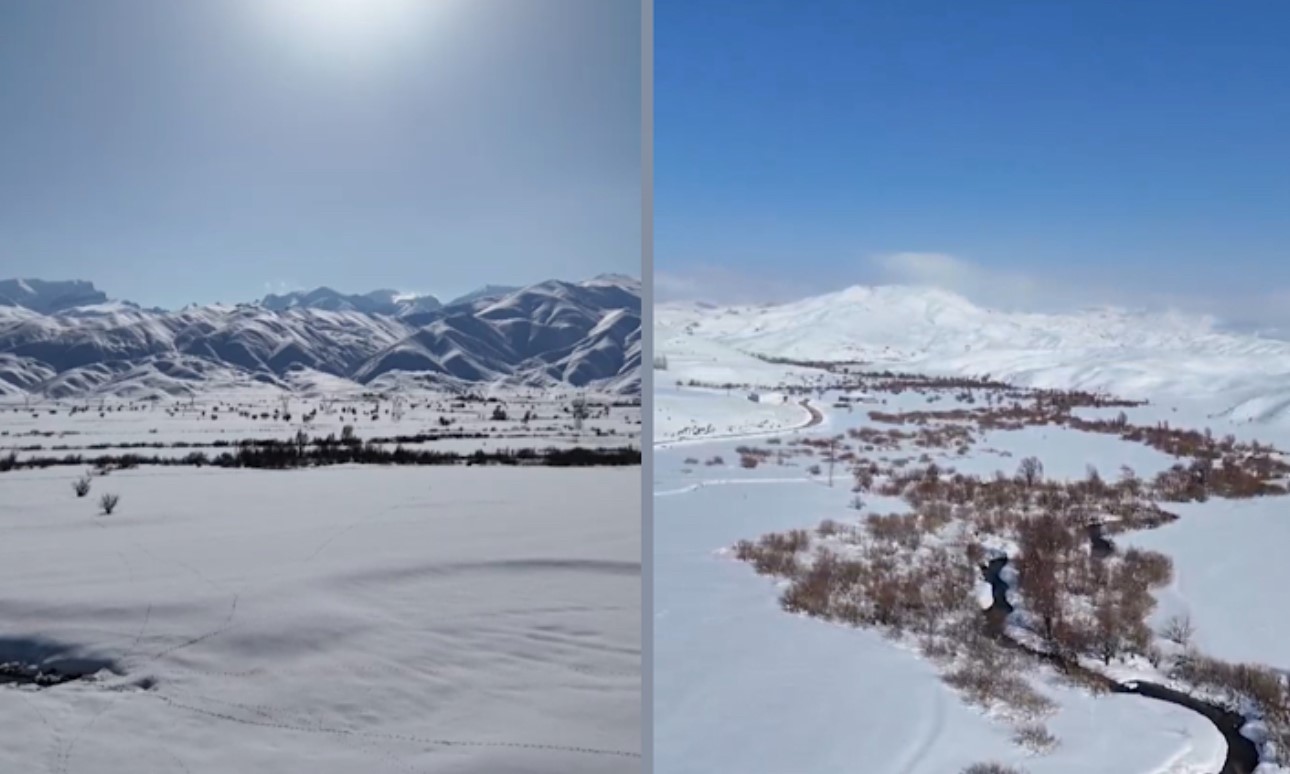 Hakkari’nin  karlı dağları ve menderesleri görenleri mest ediyor