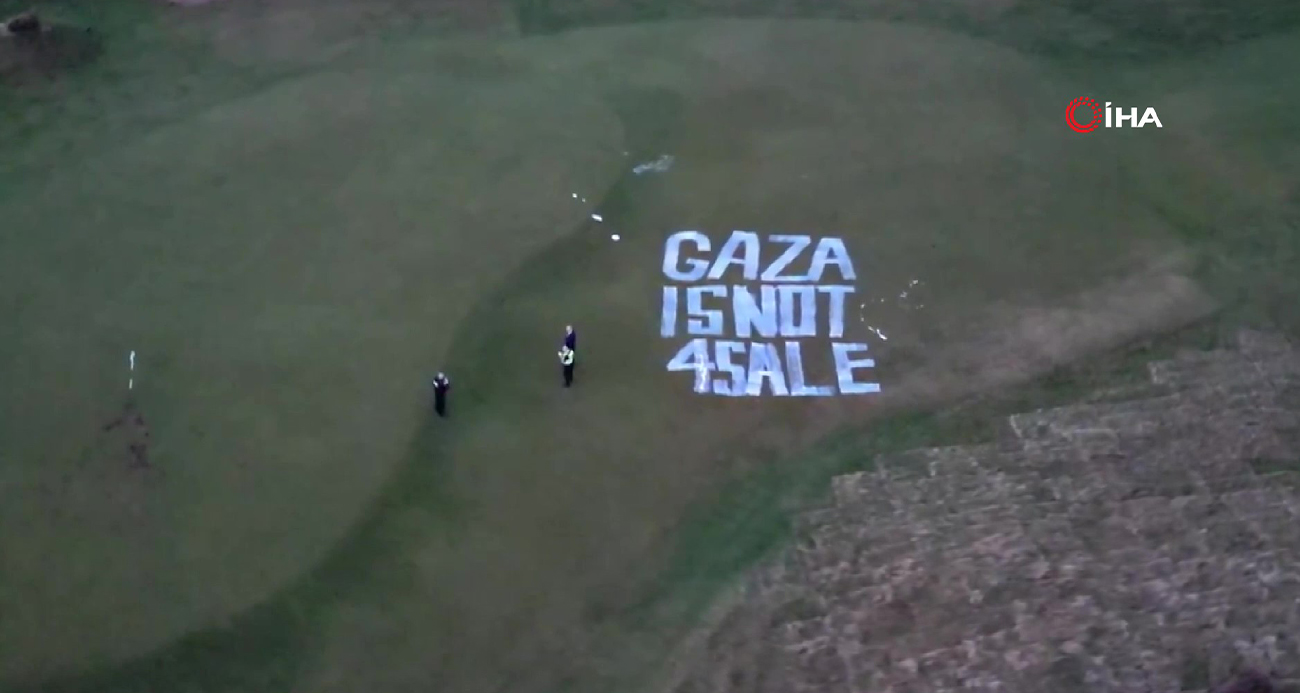 Trump’ın golf kulübünde Filistin eylemi: “Gazze satılık değildir”