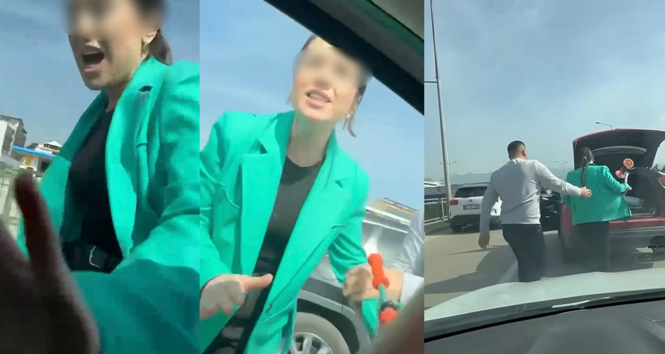 Şerit ihlali yapıp, yol vermeyen sürücünün aracına zarar verdi