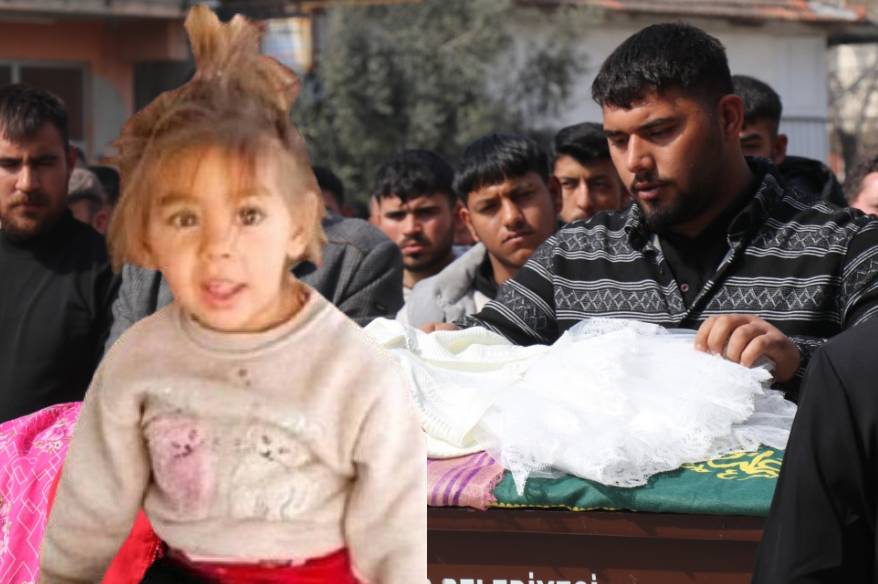 Minik Nazlı’yı son yolculuğuna tüm mahalleli birlikte uğurladı