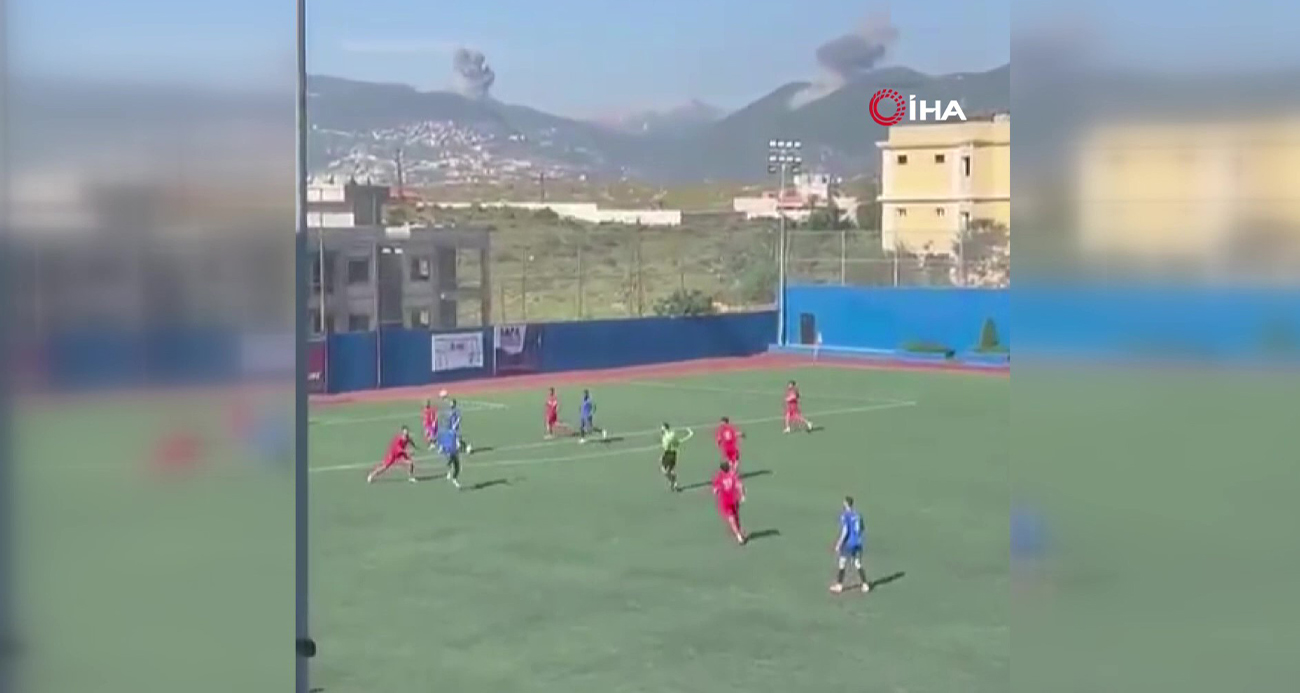 Lübnan’da futbolcular İsrail saldırısına aldırış etmeden maça devam etti