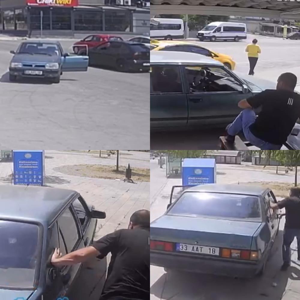 Günün kahramanı taksici: Caddeyi geçip insanların üzerine giden otomobili durdurdu