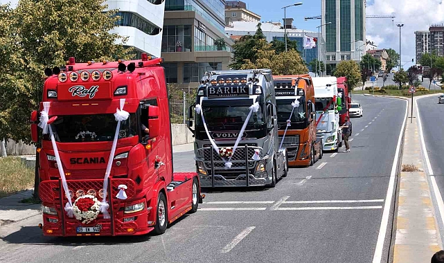 İstanbul’da Dikkat Çeken Düğün: Tır Konvoyuyla Gelin Almaya Gitti