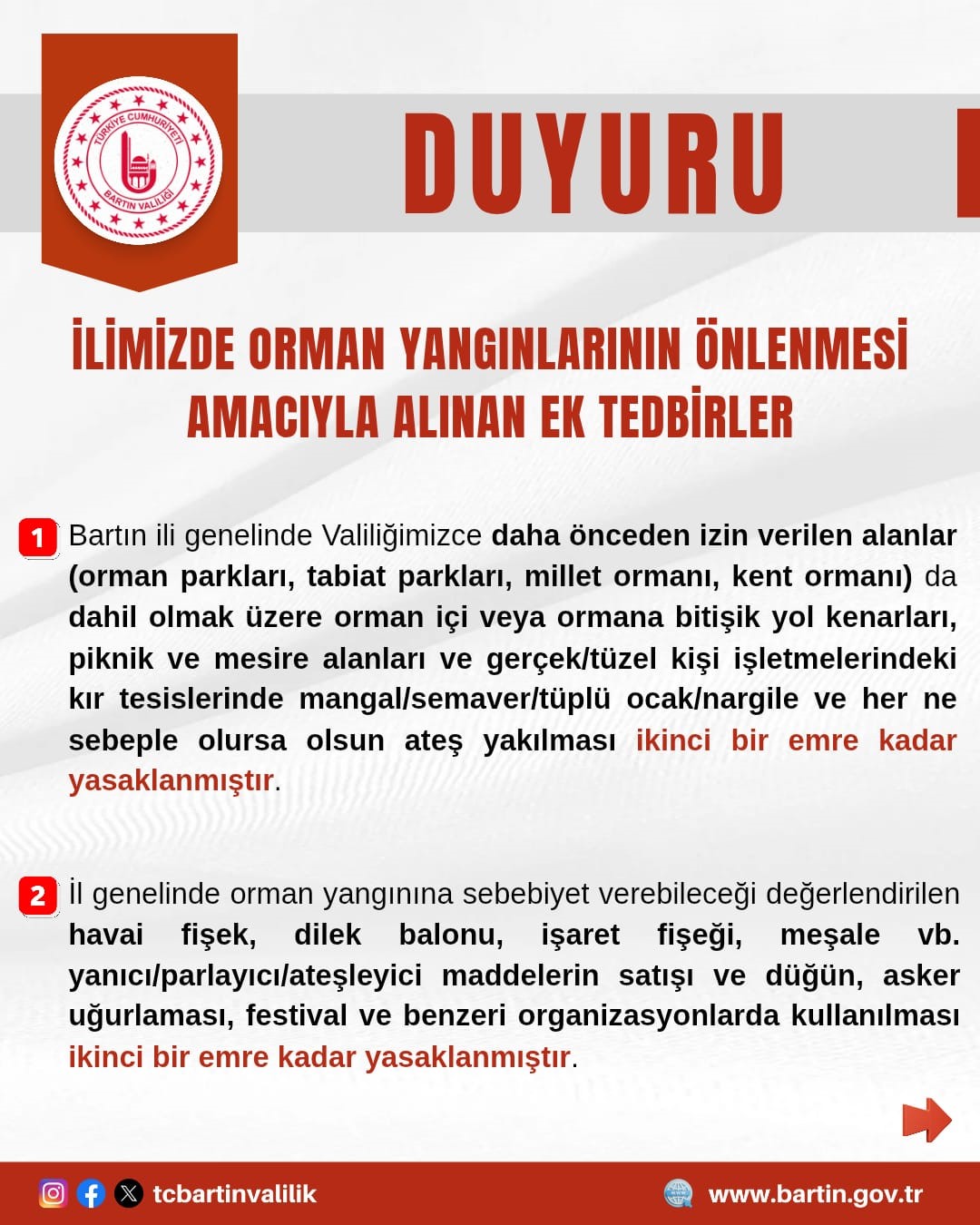 Orman Yangınlarına Karşı Havai Fişek ve Meşaleye Yasak