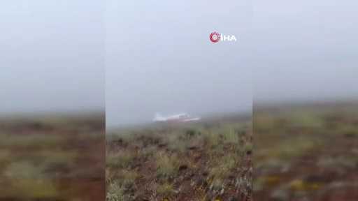 Rize’de düşen uçağa ilk ulaşılma görüntüsü ortaya çıktı