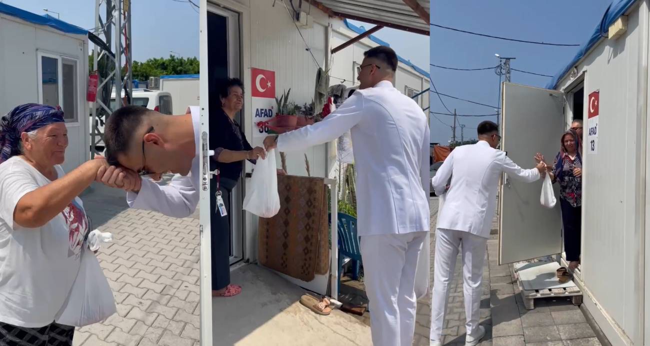 Enkazdan Umuda: Mezuniyet Kurbanını Konteyner Kentte Dağıttı