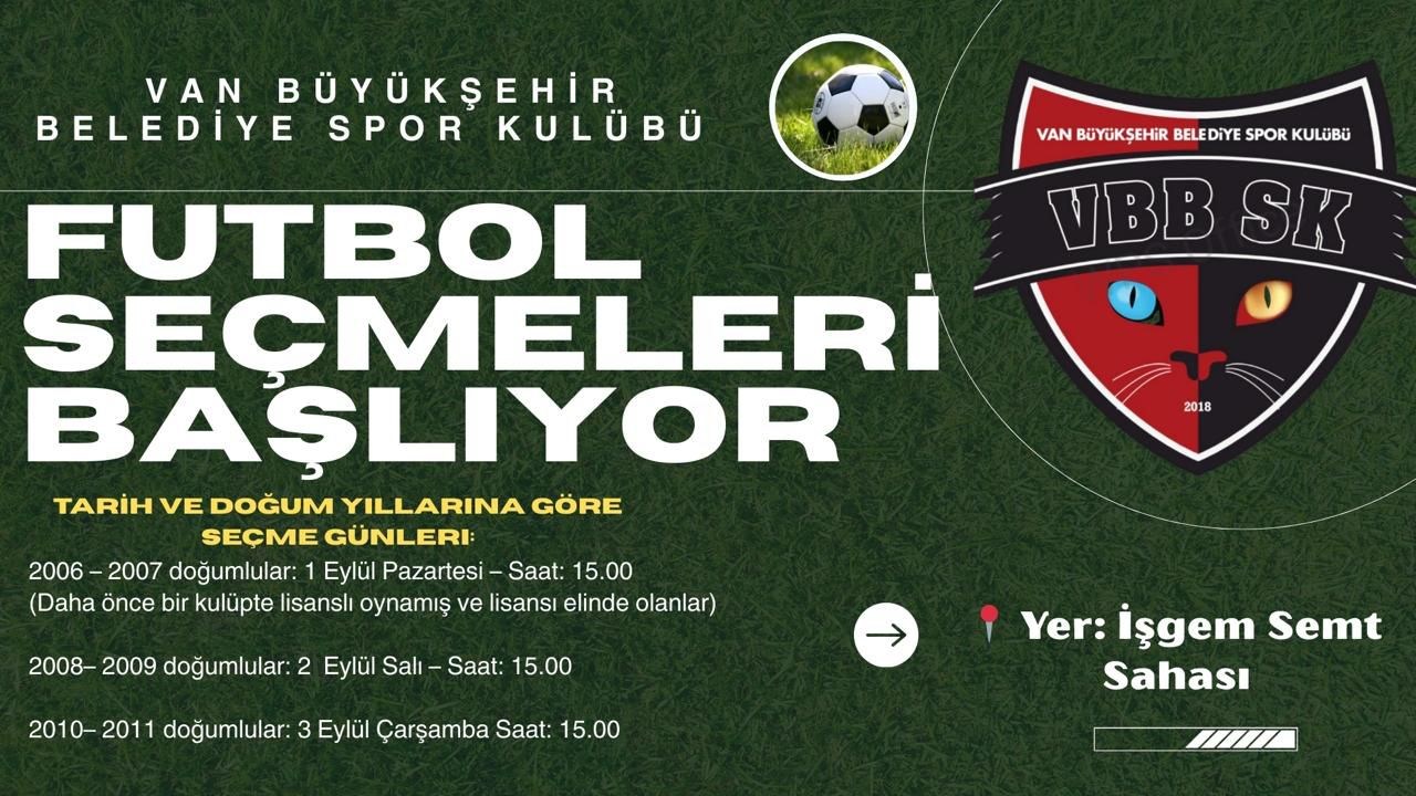Van Büyükşehir Belediyespor Futbol Seçmeleri 1 Eylül’de Başlıyor
