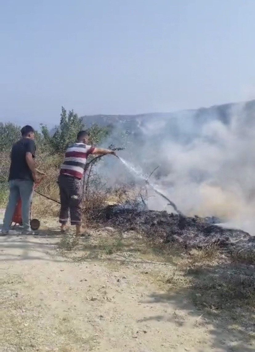 Hatay’da sıcaktan kopan elektrik teli yangına neden oldu