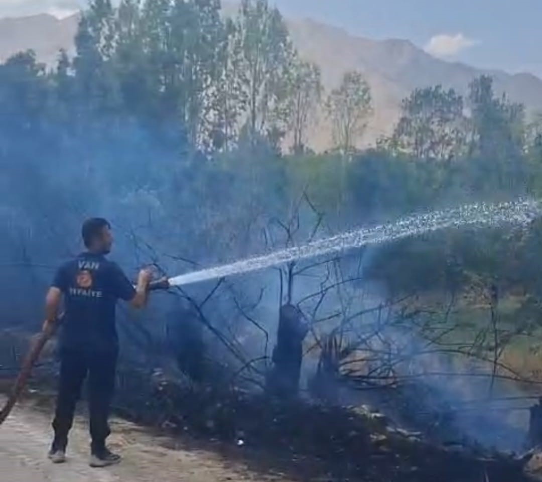 Van-Gevaş’ta bahçe yangını korkuttu