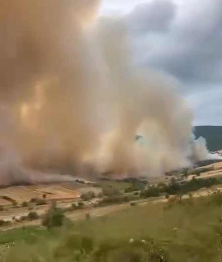 Bursa’da meydana gelen yangına havadan ve karadan müdahale edildi