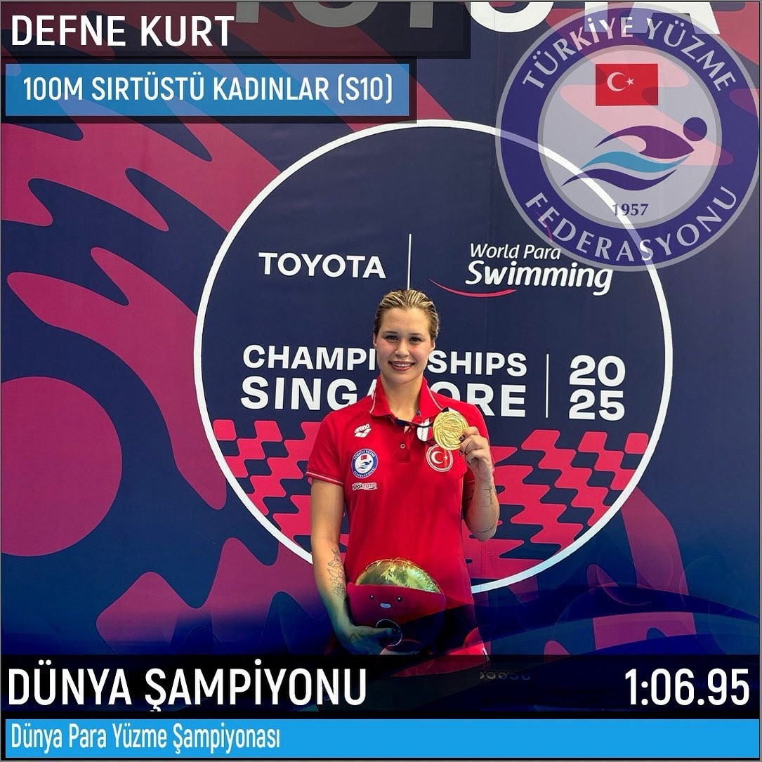 Milli yüzücü Defne Kurt 5. kez dünya şampiyonu oldu