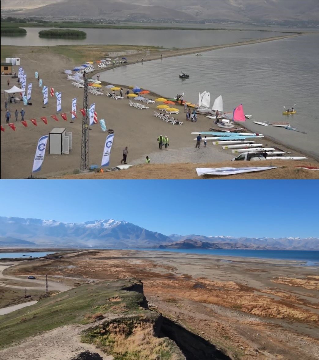 Renkli yazlardan sessiz çöl manzarasına: Van Gölü’nün 8 yıllık değişimi