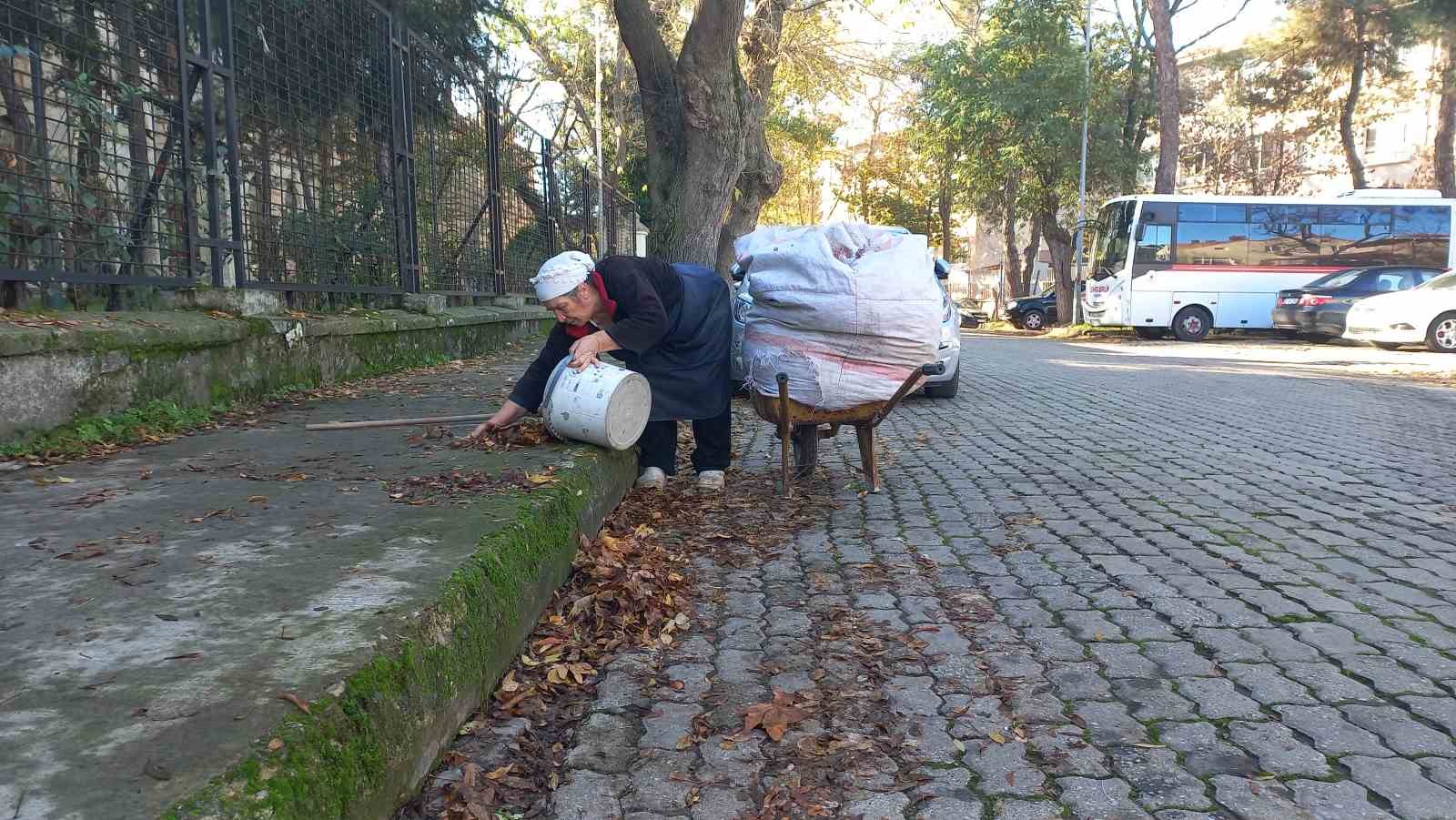 Edirne’de yaşlı kadın, 34 yıldır sonbaharda düşen yaprakları gübreye dönüştürüyor