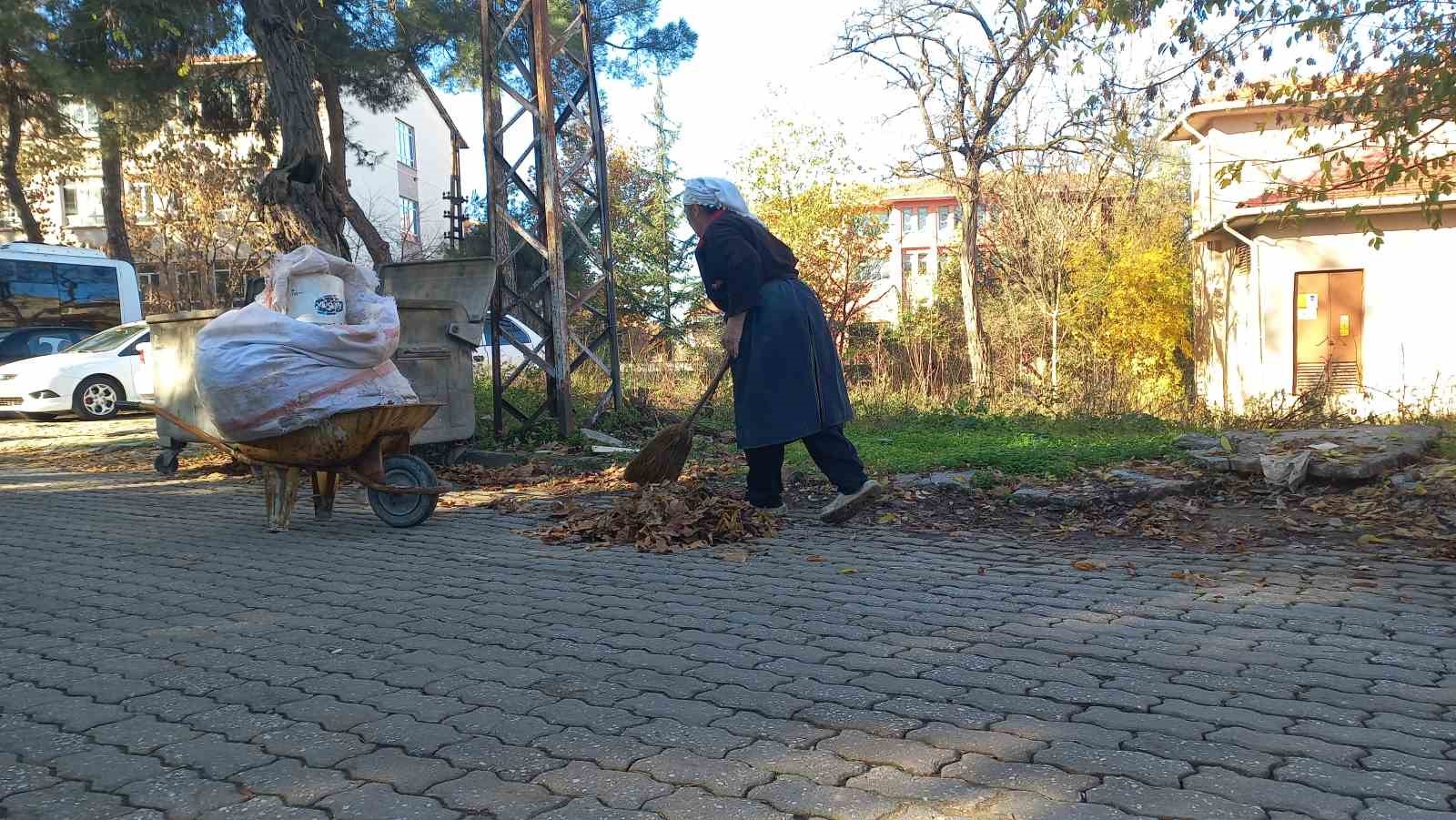 Edirne’de yaşlı kadın, 34 yıldır sonbaharda düşen yaprakları gübreye dönüştürüyor