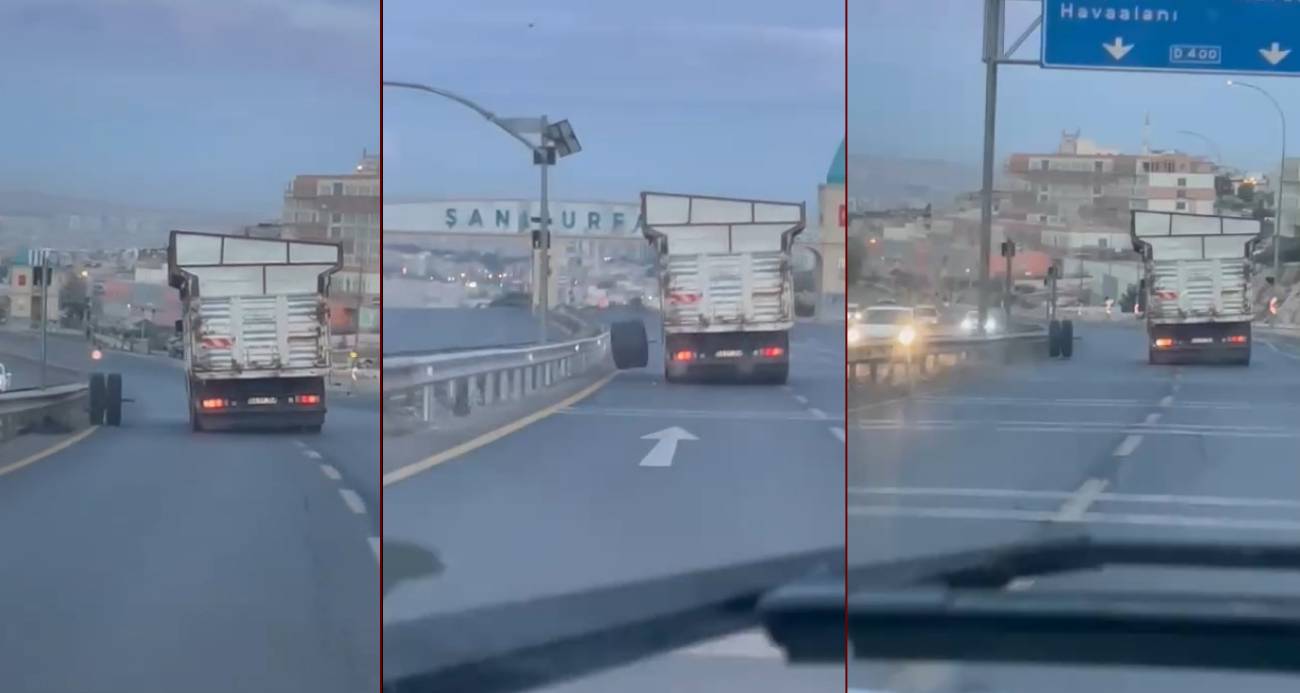 Seyir halindeki kamyonun dingili koptu: Tekerlekler yolda ilerledi